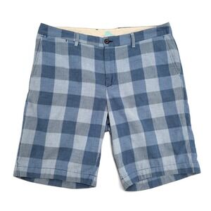 Tommy Bahama Mens 36 Plaid Shorts Blue Cotton 10" Inseam Casual Coastal Preppy